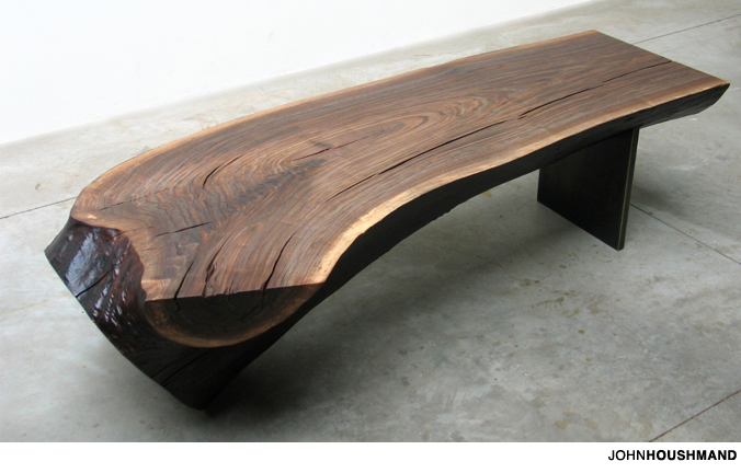 Black Walnut Low Table Bench with Bronze Legs